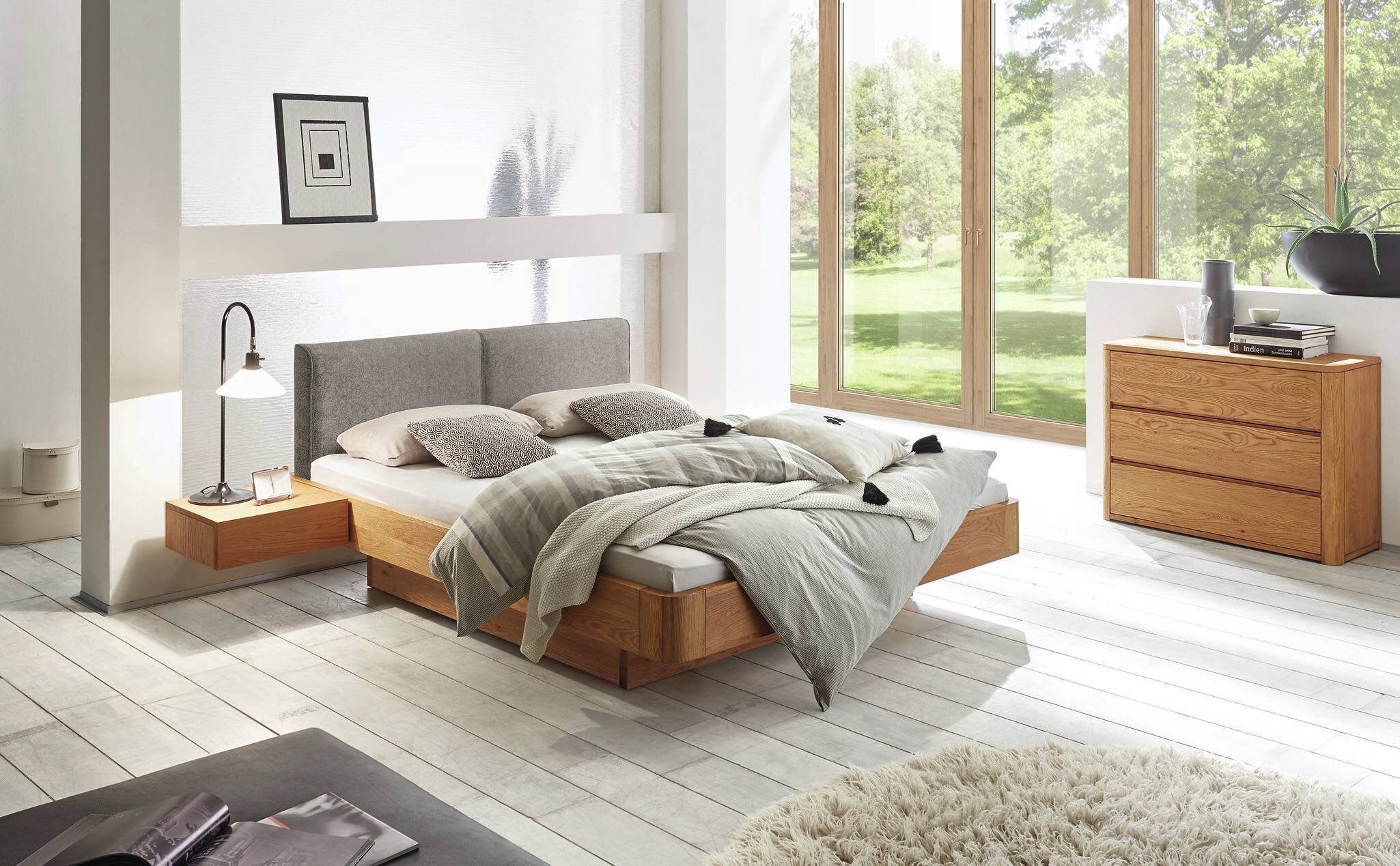 Oak-Line Modul 18 Bettrahmen in 91-Eiche cognac mit Lovie-Ron Box und Cemoa Kopfteil
