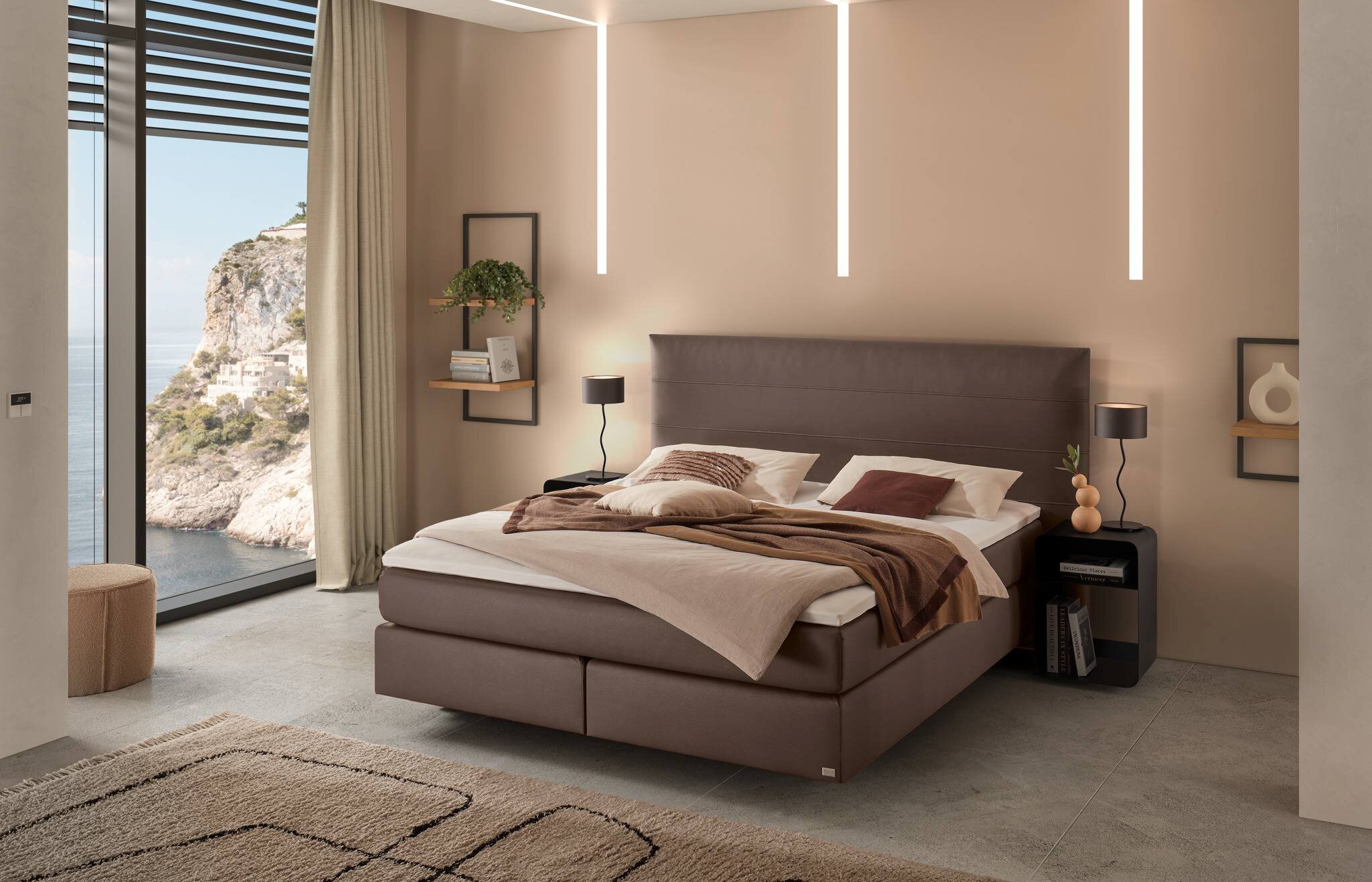 Comfort Boxspringbett Box Classic 26 mit Willow Kufe, Mary Kopfteil und Austin Nachttisch