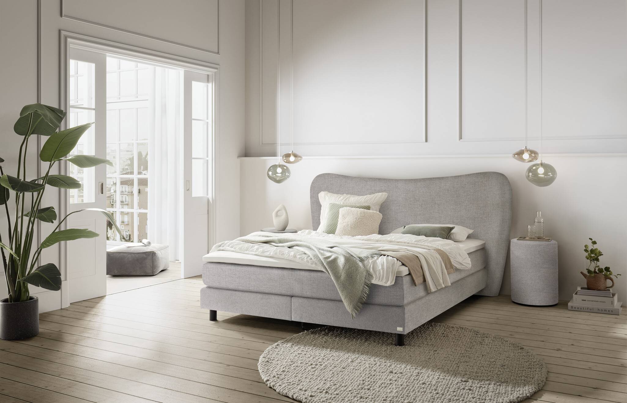 Comfort Boxspringbett Box Modern 18 mit Tom Füssen, Romi Kopfteil und Dean Nachttisch